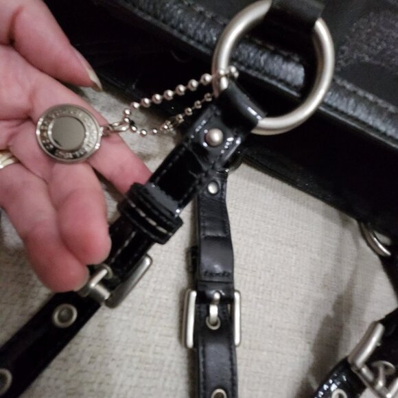 FLAWLESS Coach Signature Black Lurex Studded Shoulder Bag Purse - Picture 10 of 14